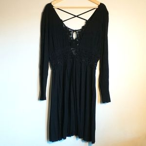 Vocal Black mini Dress with lace detail Size M